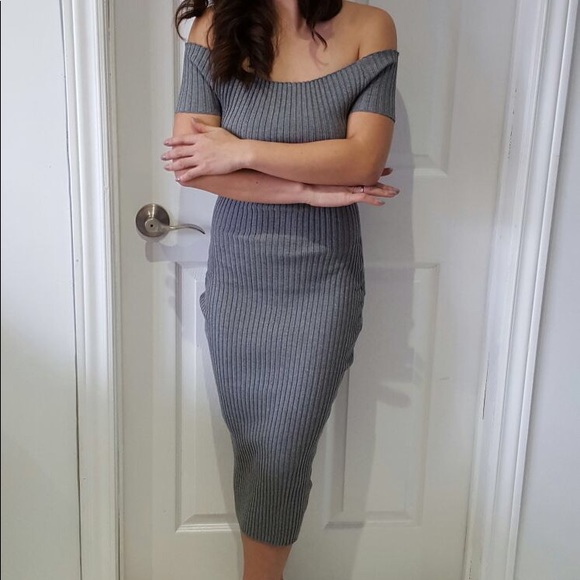 Ribbed Bardot Sweater Dress - Picture 2 of 2